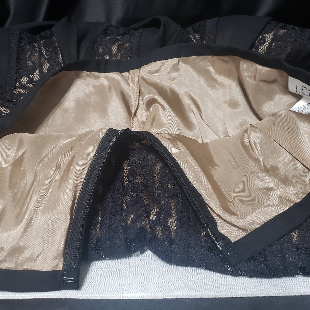 Ann Taylor Loft NWT Sz 6 Black Lace Flare Skirt - Picture 3 of 9